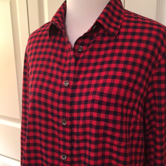 J. Crew red plaid button down shirt size 8 - Picture 2 of 6